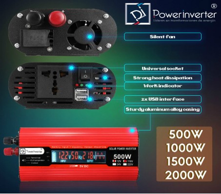 INVERSOR DE VOLTAJE 24VDC/220VAC 1500W SINUSOIDAL MODIFICADA